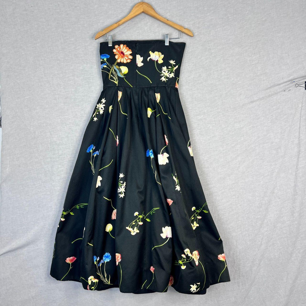 Leo Lin The Fields Strapless Midi Dress Size AU 10