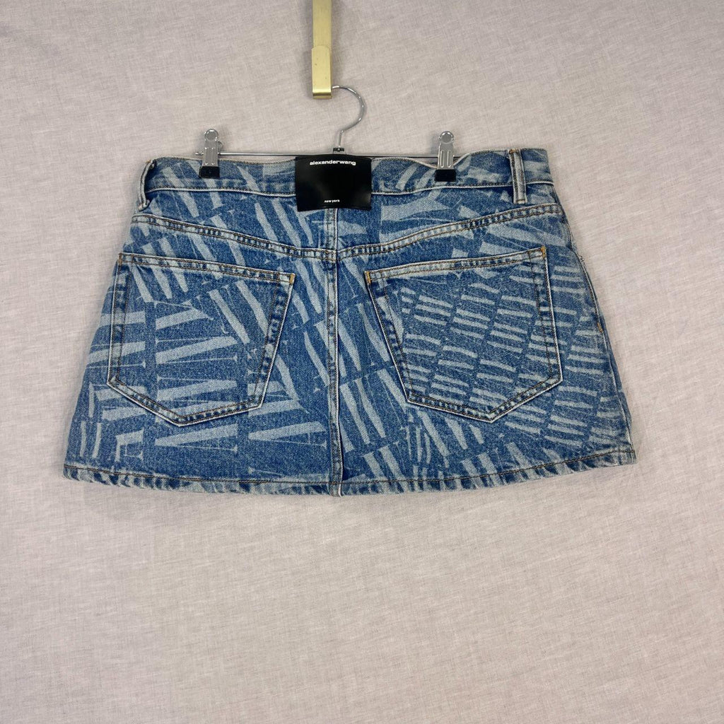 Alexander Wang Logo Low RIse Denim Mini Skirt 30"