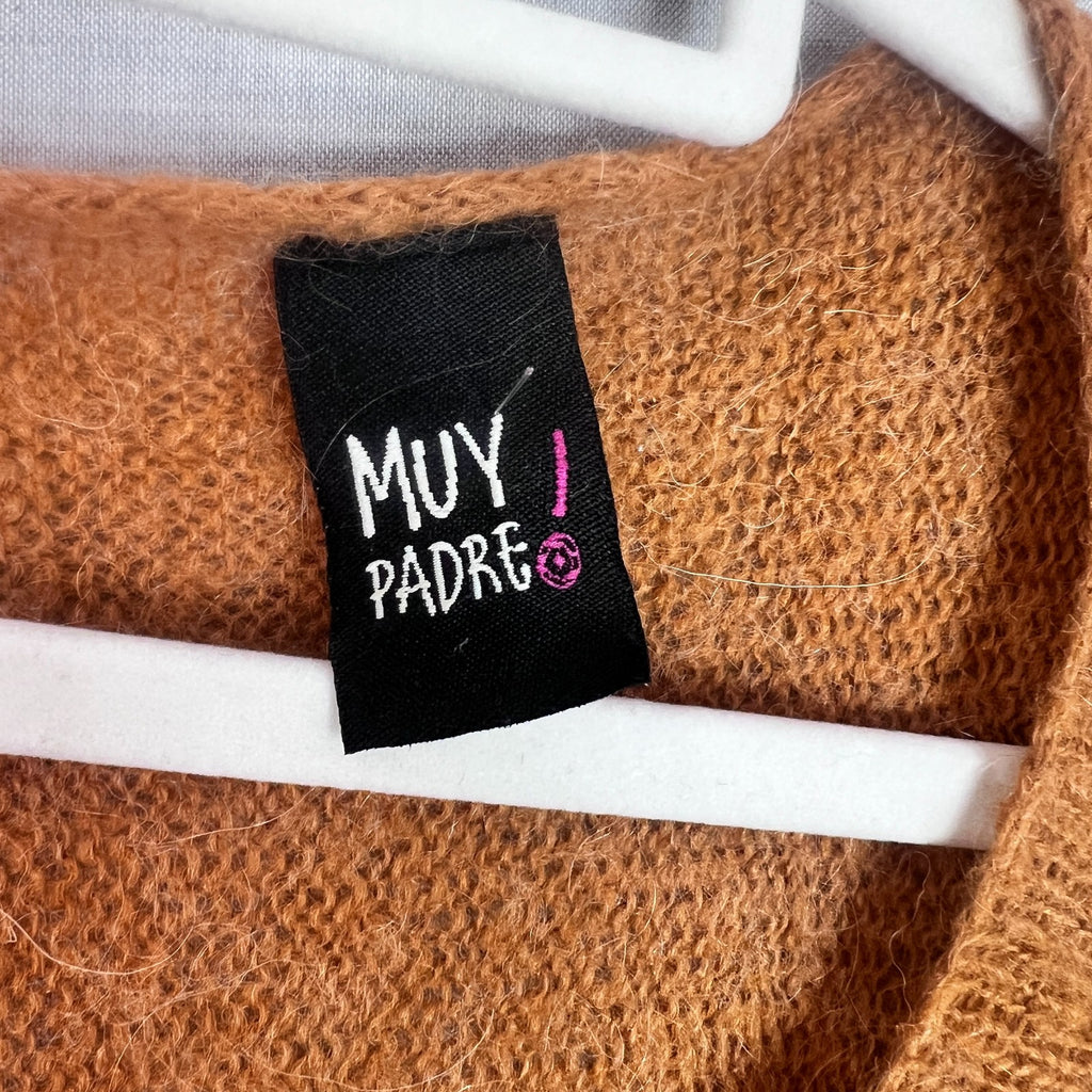 Muy Padre Argentina 100% Mohair Top Crochet trim Round Neck Blouse Fit Size M