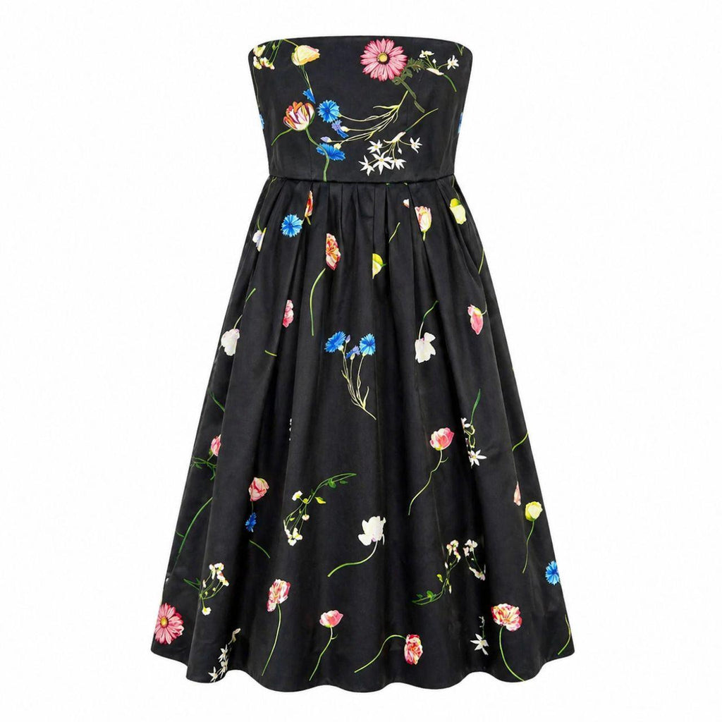 Leo Lin The Fields Strapless Midi Dress Size AU 10