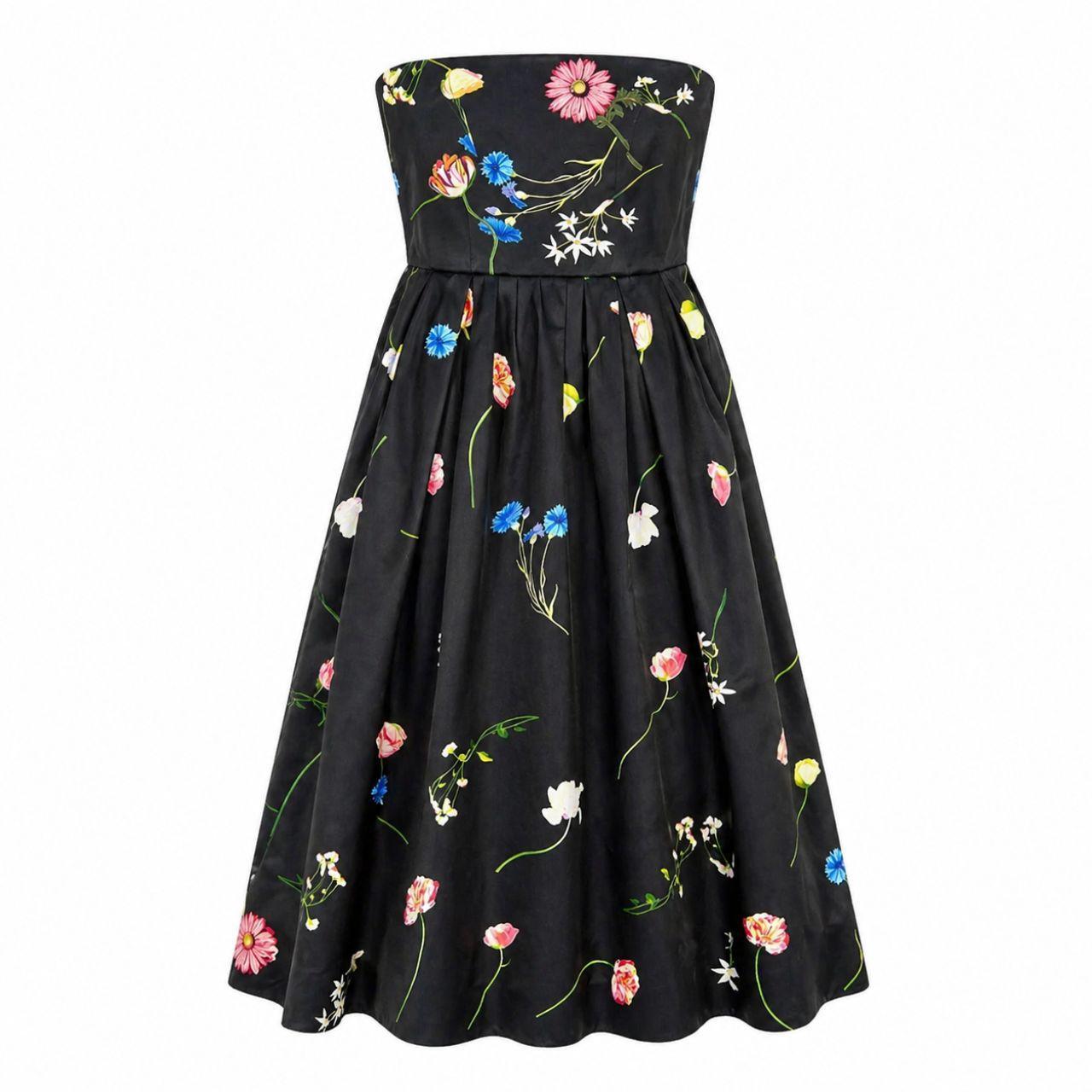 Leo Lin The Fields Strapless Midi Dress Size AU 10