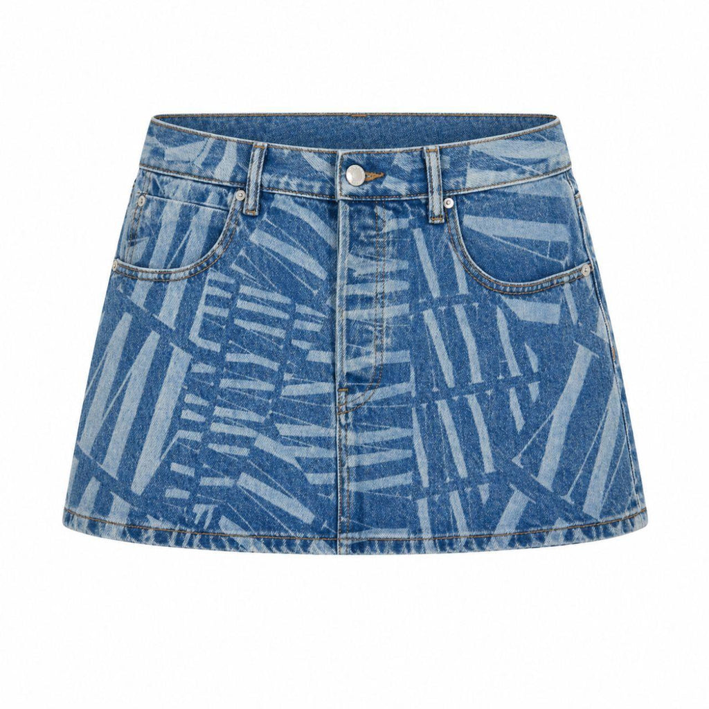 Alexander Wang Logo Low RIse Denim Mini Skirt 30"