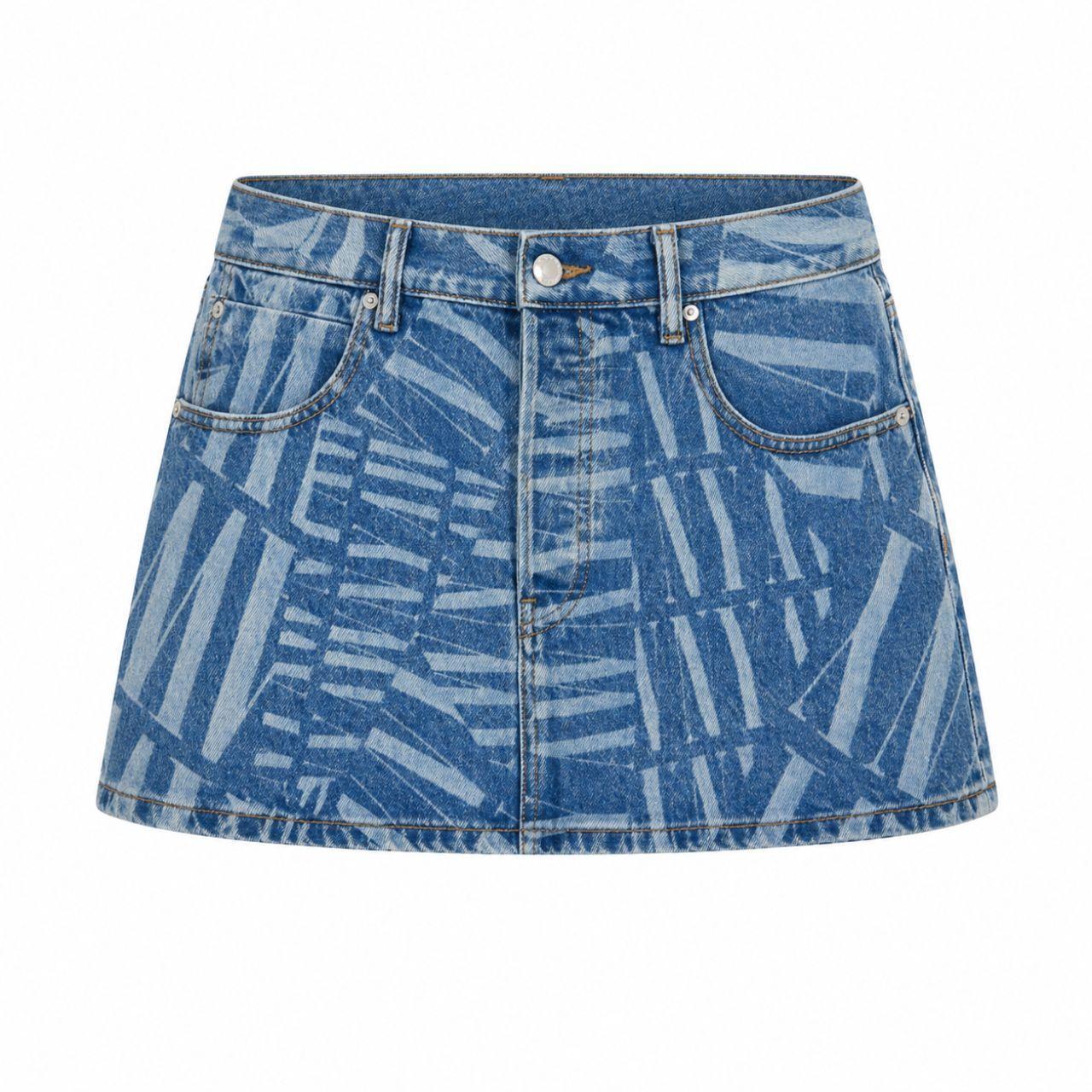 Alexander Wang Logo Low RIse Denim Mini Skirt 30"