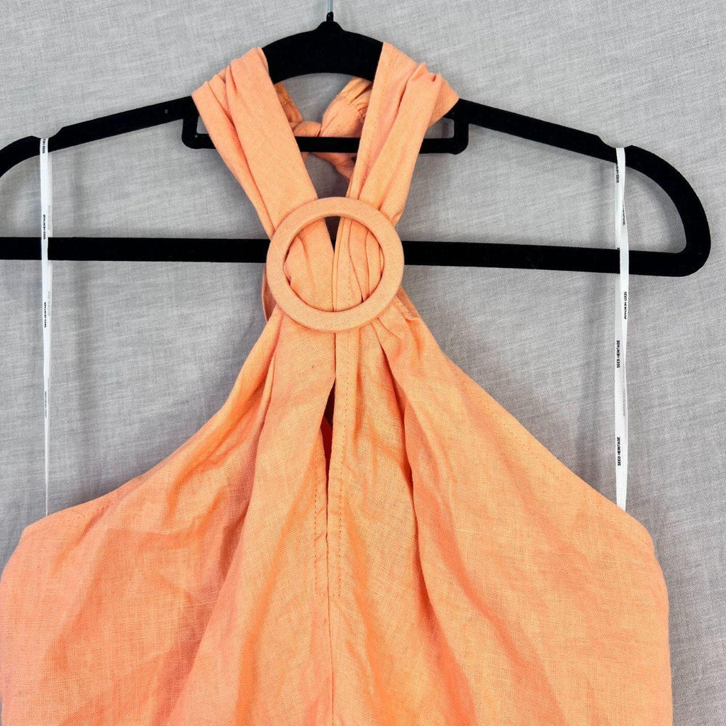 Seed Heritage 100% Linen Halter Ring Maxi Dress Size...