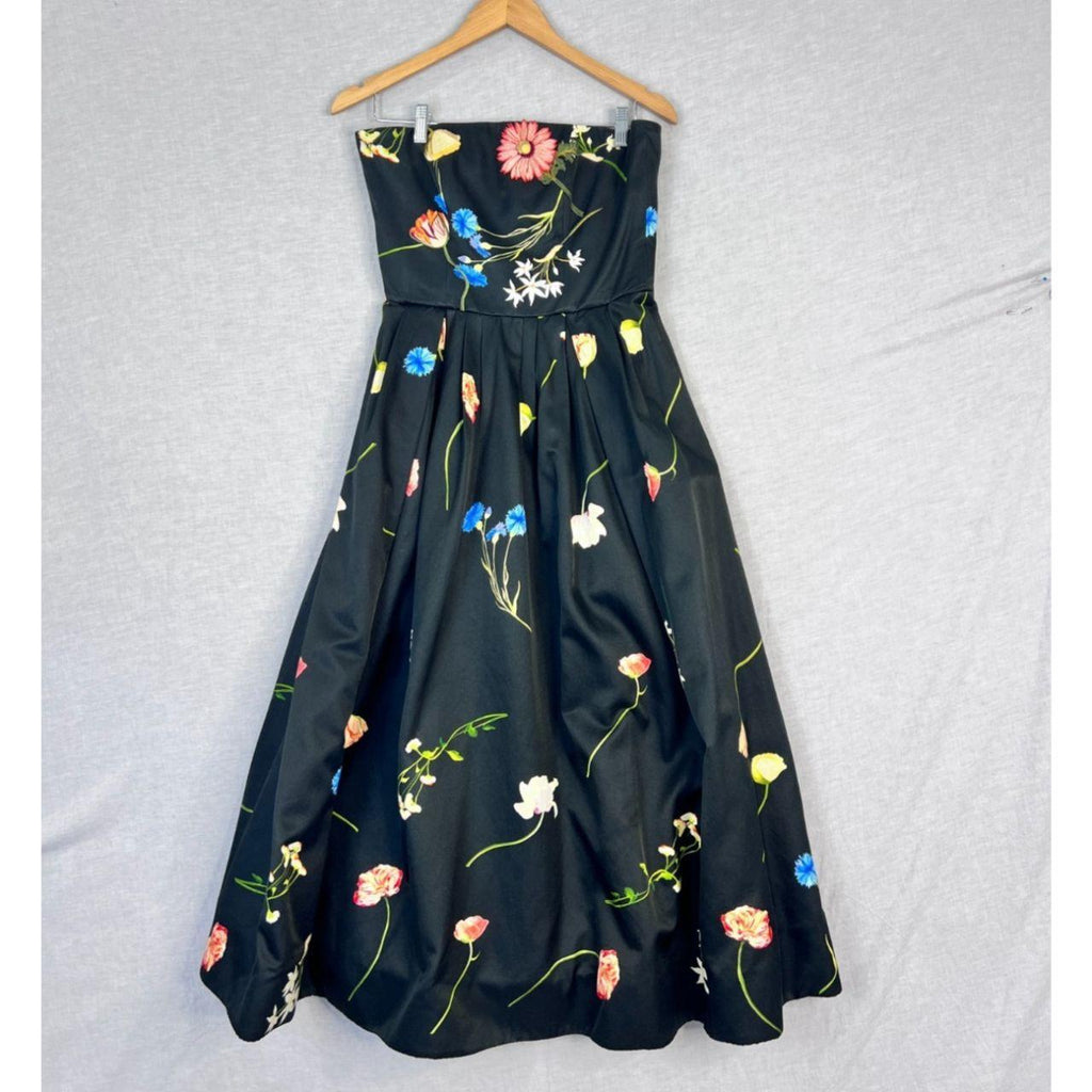 Leo Lin The Fields Strapless Midi Dress Size AU 10